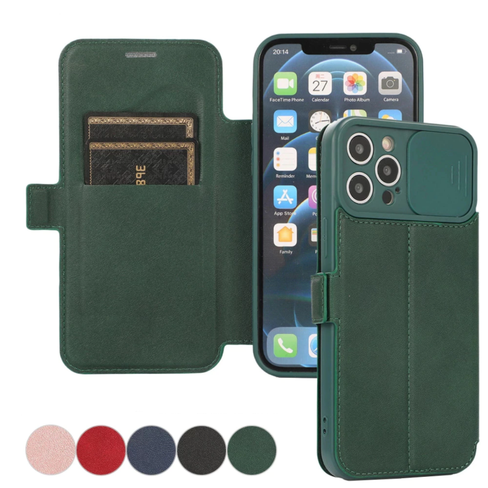 203288631.png Flip Case for iPhone with stand feature and card slots Camera Slide Lens Protection Cover – Bild 1