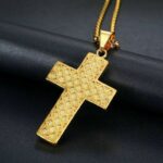 Edelstahl Damen Herren Gold Halskette Schmuck Jesus Kreuz Glaube Zirkonia – Bild 3