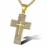 Edelstahl Damen Herren Gold Halskette Schmuck Jesus Kreuz Glaube Zirkonia – Bild 5