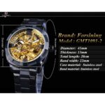 Forsining Retro Klassische Royal Design Goldene Skeleton Schwarz Stahl Transparent Herren Automatische Mechanische Uhren Top Marke Luxus – Bild 3