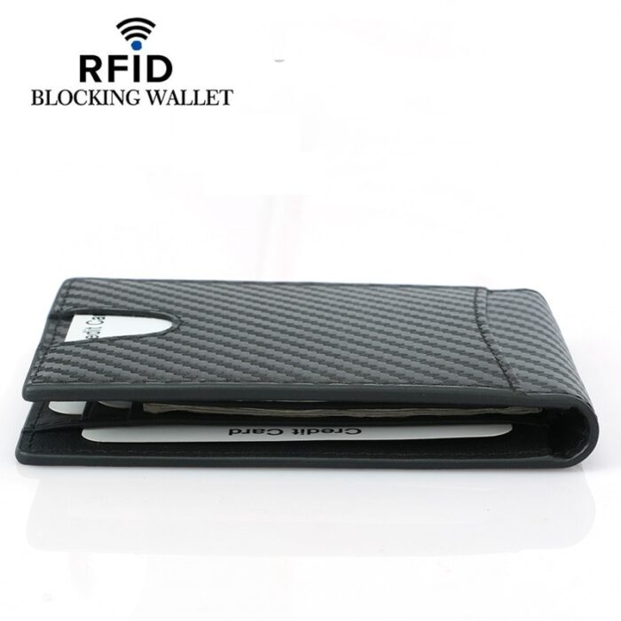 RFID Blocking Slim Carbon Fiber Pattern Wallet With Clip Men ID Card Holder Front Pocket Bifold Male Metal Clamp For Money – Bild 6