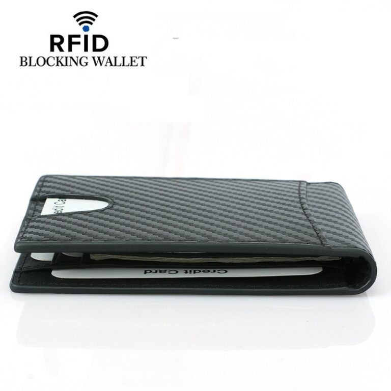RFID Blocking Slim Carbon Fiber Pattern Wallet With Clip Men ID Card Holder Front Pocket Bifold Male Metal Clamp For Money – Bild 6
