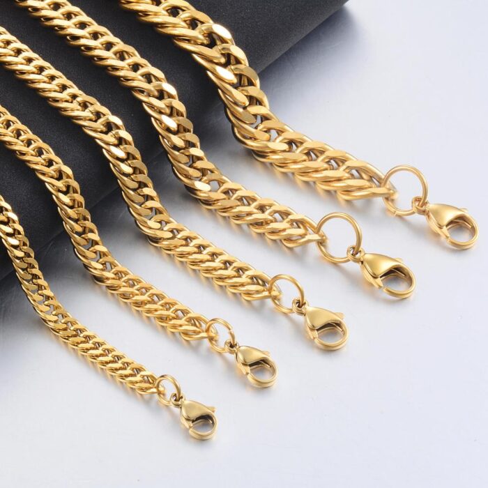 Stainless Steel Gold Cuban Chain Men And Women Fashion Classic Style – Bild 3