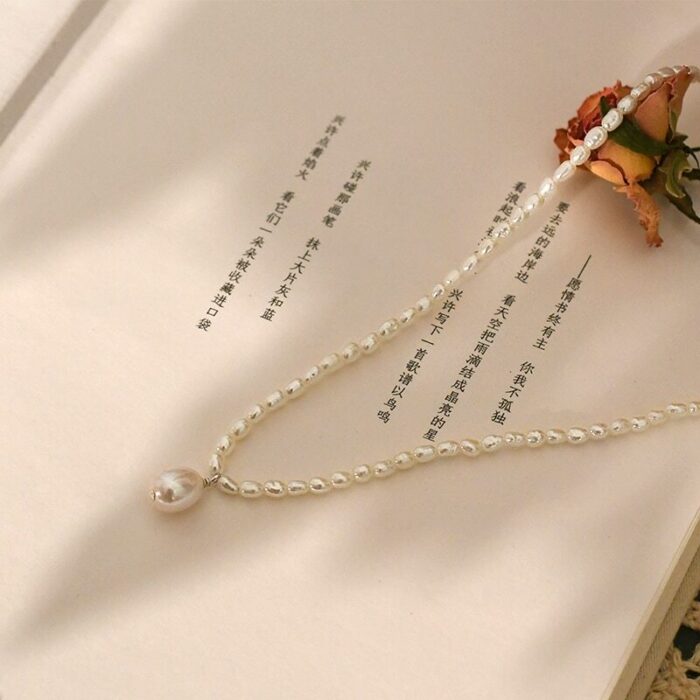 ASHIQI 2-3mm Mini Natural Freshwater Pearl Necklace 925 Sterling Silver Fashion Jewelry for Women – Bild 2