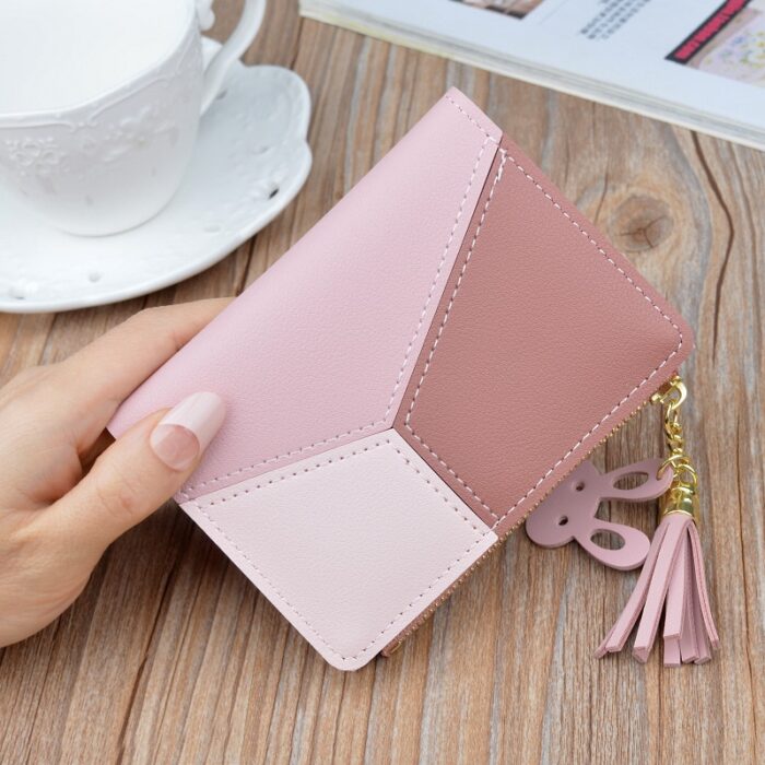 Cute Pink Wallets Pocket Purse Geometric Women Card Holder Female Fashion Patchwork Wallet Lady Short Coin Burse Money Bag – Bild 3