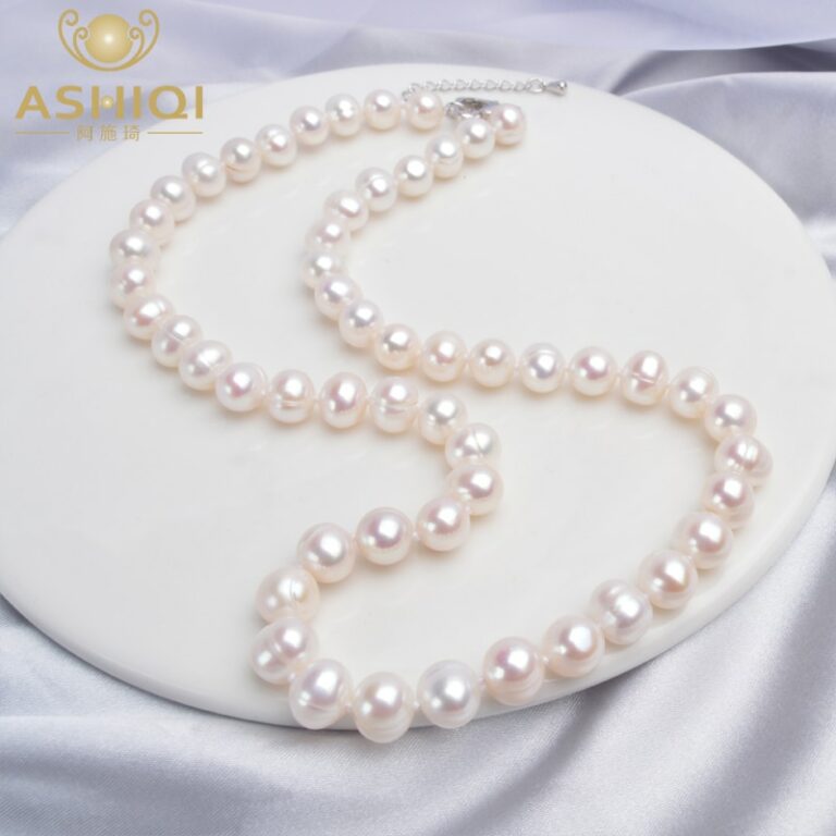 H4ad113f34e124e2aa7b243ed255d5aa2y.jpg ASHIQI Natural Freshwater Pearl Necklace  Near Round Pearl Jewelry for Women Wedding Gifts for The New Year Trend – Bild 1