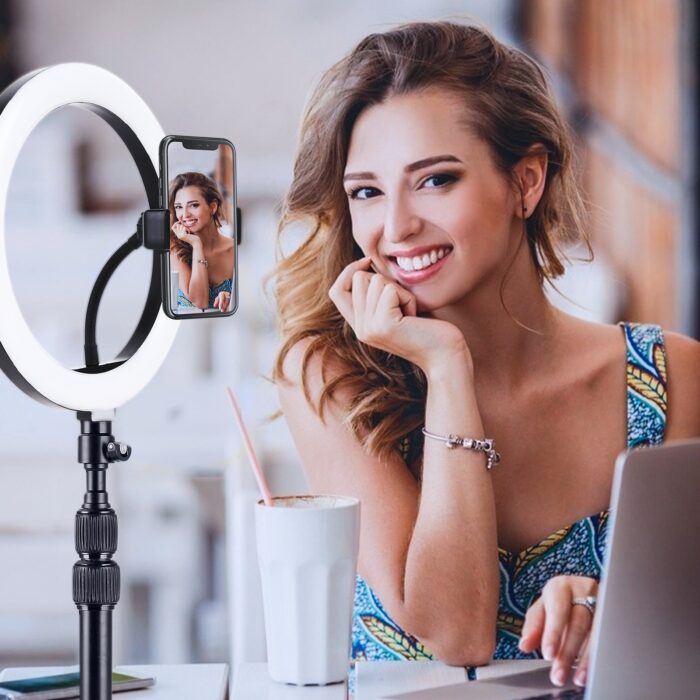 Desk Mount Stand 1/4 Inch Screw with 360° Rotatable C-clamp Mount Light Stand Ballhead for DSLR Camera Ring Light Bracket – Bild 4