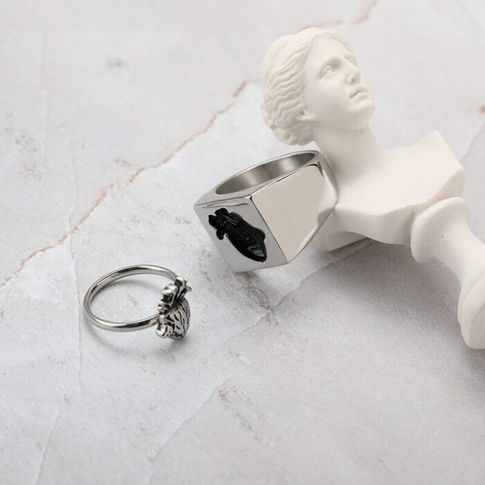 Gold Puzzle Anatomical Heart Ring For Women Men Stainless Steel Organ Heart Shape Double Rings Wedding Couple Gift – Bild 6