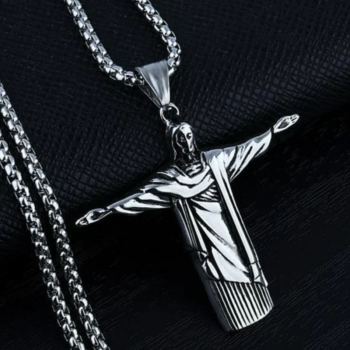 Jesus Kreuz Anhänger Kette Halskette 60cm SIlber – Bild 1