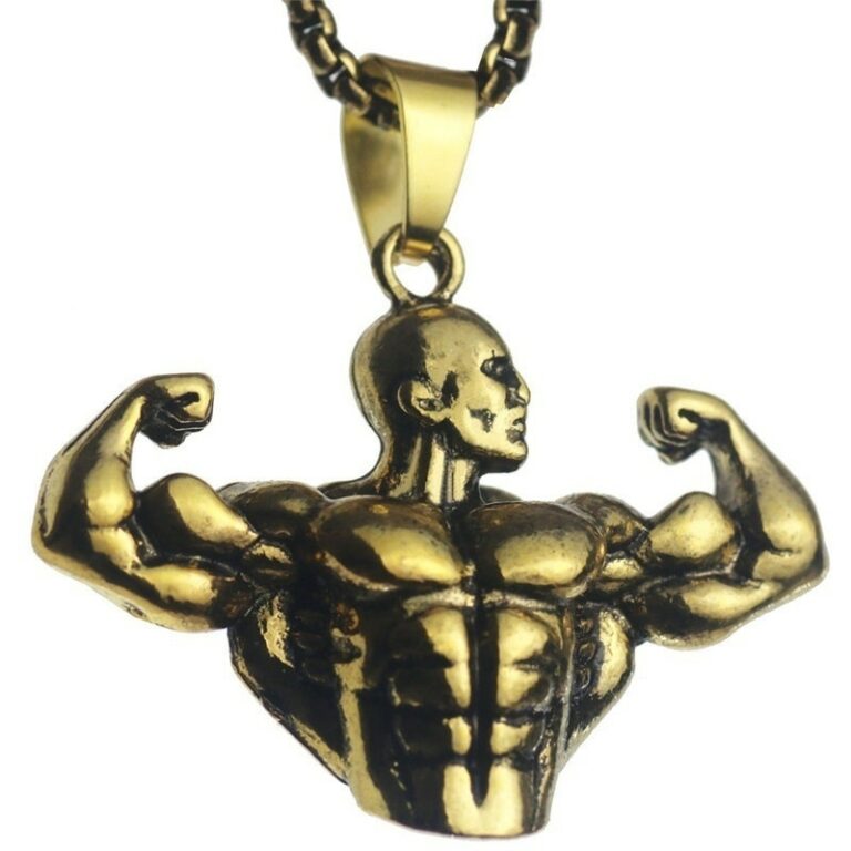 Bodybuilding Arm Muscle Man Statue Pendant Men's Sports Fitness Necklace Men's Necklace Sliding Pendant Accessories Jewelry – Bild 2