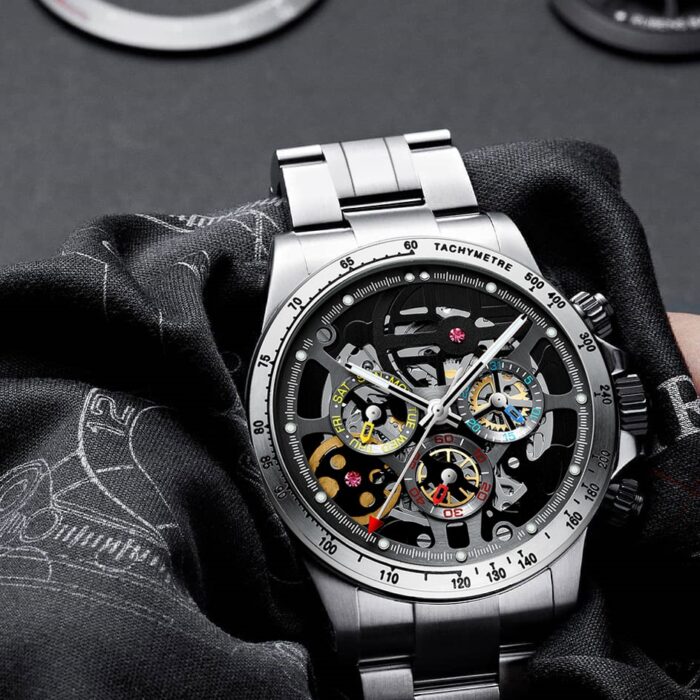 Skeleton Waterproof Top Brand Luxury Mechanical Wrist Watches For Men – Bild 3