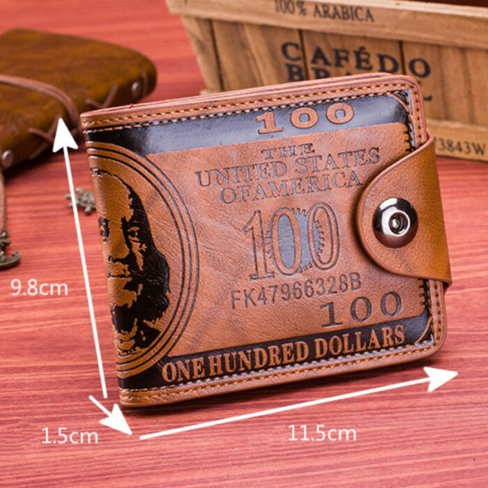 Short Wallet Pressure Change Magnetic Buckle Wallet Double Line Hundred Dollar Bill Pattern Wallet – Bild 4
