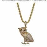 Eule Halskette Goldene Iced Rope Chain Seil Charme Kette Männer – Bild 2