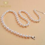 ASHIQI Natural Freshwater Pearl Necklace  Near Round Pearl Jewelry for Women Wedding Gifts for The New Year Trend – Bild 4