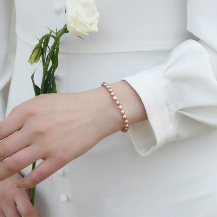 ASHIQI  Real Natural Freshwater Pearl Elastic Bracelet Women's Valentine's Day Jewelry Gift – Bild 3