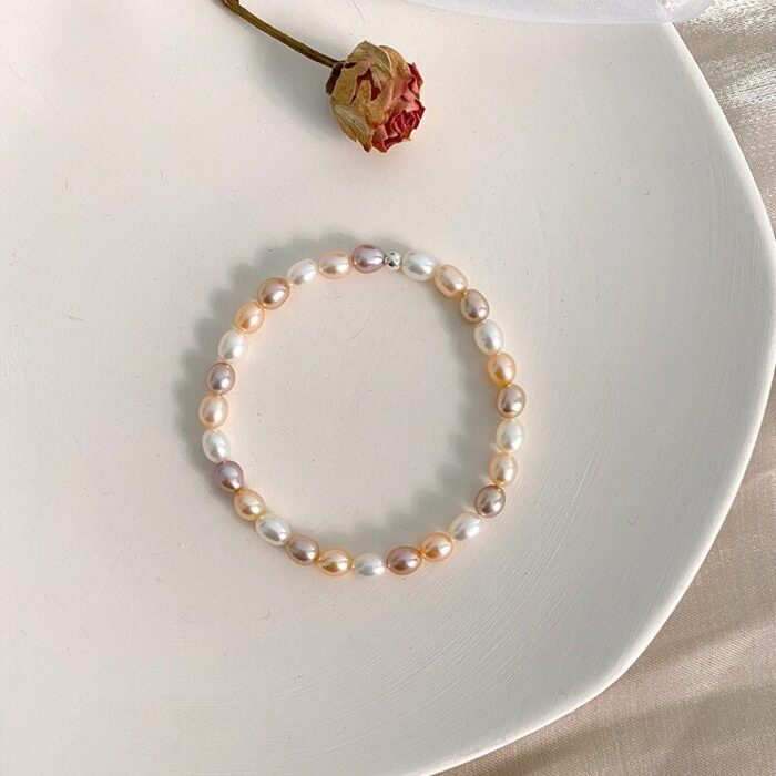 ASHIQI  Real Natural Freshwater Pearl Elastic Bracelet Women's Valentine's Day Jewelry Gift – Bild 4