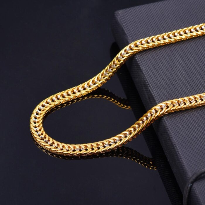 U7 Chain Necklace Men Gift Two Tone Gold Color Collier Vintage Trendy Rapper Long Necklace Mens Jewellery N437 – Bild 3
