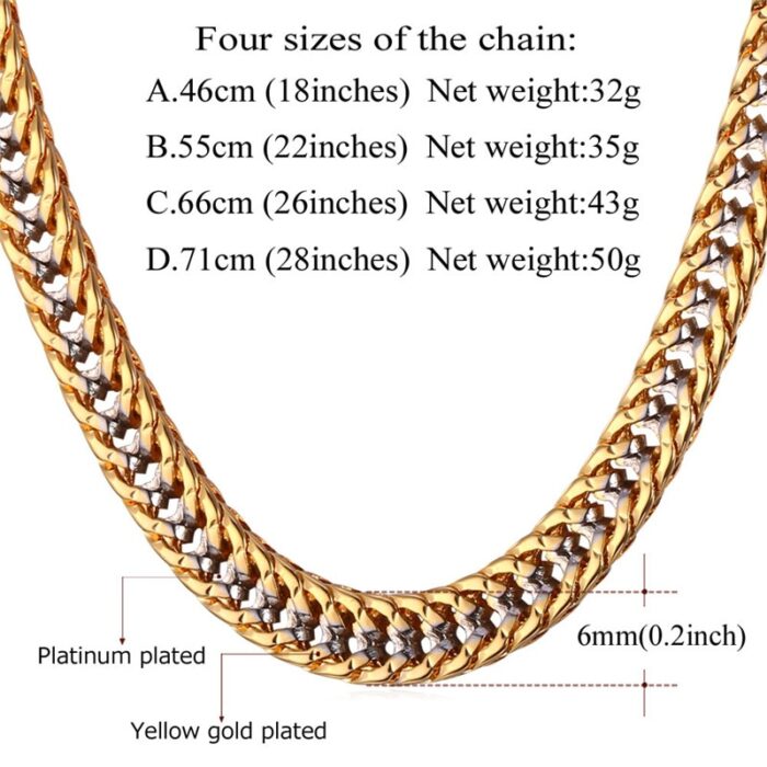 U7 Chain Necklace Men Gift Two Tone Gold Color Collier Vintage Trendy Rapper Long Necklace Mens Jewellery N437 – Bild 4