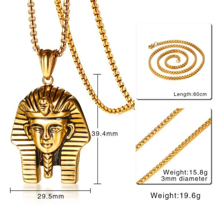 Ägyptische Pharao Anhänger Halskette Männer Frauen Gold Kette Schmuck Ägypten – Bild 2