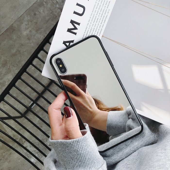 Phone Case Black Edge Mirror For iPhone 13 12 11 Pro Max X XS MAX XR Soft TPU Protective Case For iPhone 6s 7 8 PLUS Mirror Case – Bild 6