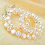 ASHIQI Real White Natural Baroque pearl Jewelry Sets Real Freshwater pearl Necklace Bracelet for women – Bild 2