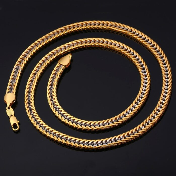 U7 Chain Necklace Men Gift Two Tone Gold Color Collier Vintage Trendy Rapper Long Necklace Mens Jewellery N437 – Bild 6