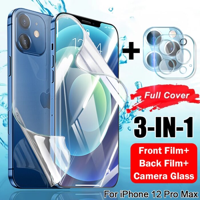 3 in 1 Hydrogel Film Screen Protector For iPhone 11 12 13 Pro Max X XR XS Max 7 8 Plus 12 Mini SE2020 Camera Lens Tempered Glass – Bild 1