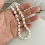 ASHIQI Real white natural freshwater pearl necklace  , 40 cm/45 cm pearl jewelry for women gift – Bild 5