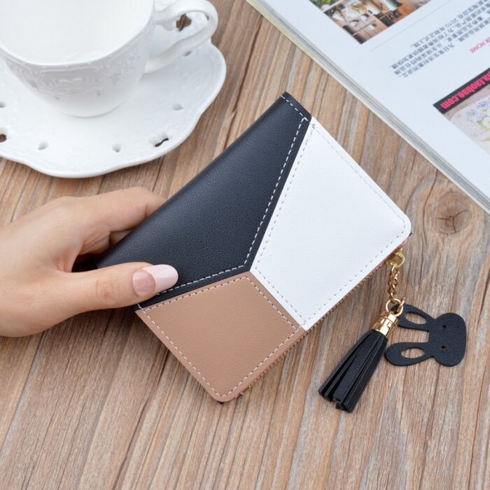 Cute Pink Wallets Pocket Purse Geometric Women Card Holder Female Fashion Patchwork Wallet Lady Short Coin Burse Money Bag – Bild 2