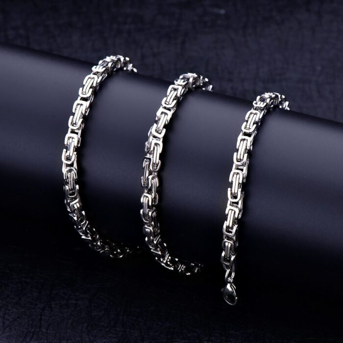 Breite 5MM 316L Stahl Königs Kette Halskette Edelstahl Schmuck Länge 70CM – Bild 4