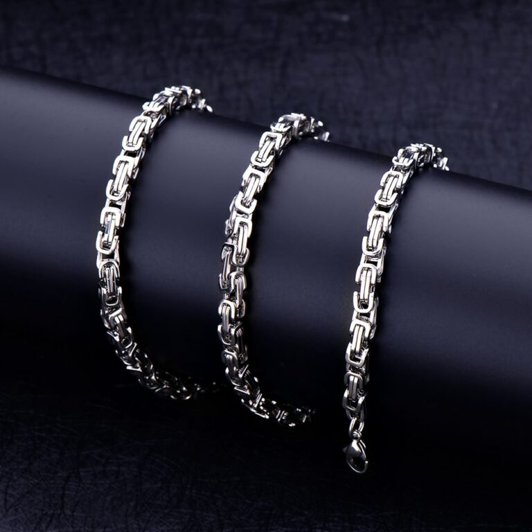 Breite 5MM 316L Stahl Königs Kette Halskette Edelstahl Schmuck Länge 70CM – Bild 4