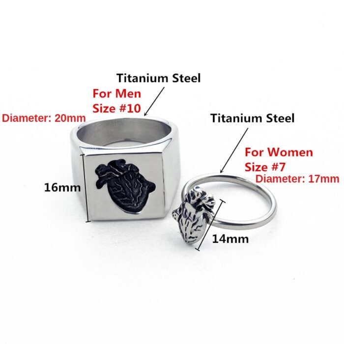 Gold Puzzle Anatomical Heart Ring For Women Men Stainless Steel Organ Heart Shape Double Rings Wedding Couple Gift – Bild 2
