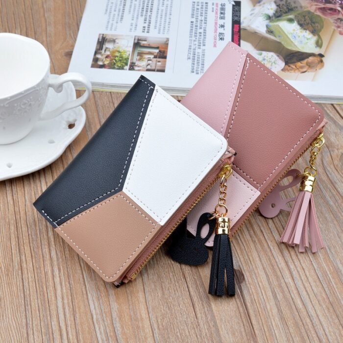 Cute Pink Wallets Pocket Purse Geometric Women Card Holder Female Fashion Patchwork Wallet Lady Short Coin Burse Money Bag – Bild 1