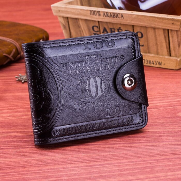 Short Wallet Pressure Change Magnetic Buckle Wallet Double Line Hundred Dollar Bill Pattern Wallet – Bild 6