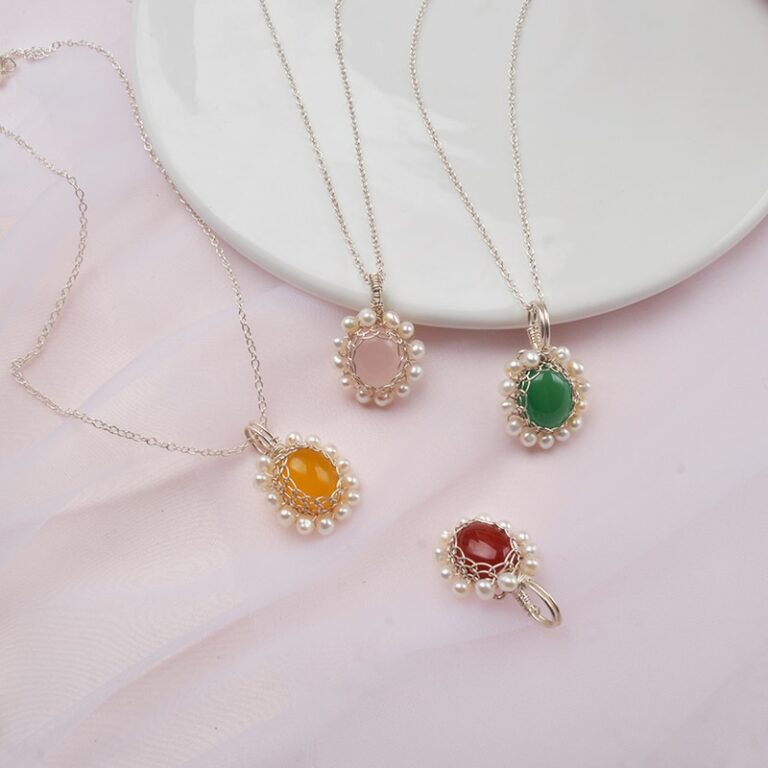 ASHIQI Real Freshwater pearl Natural agate Necklace Pendant 925 silver Handmade design Vintage jewelry – Bild 2