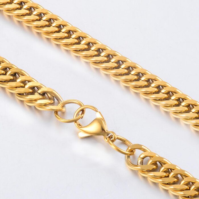 Stainless Steel Gold Cuban Chain Men And Women Fashion Classic Style – Bild 2