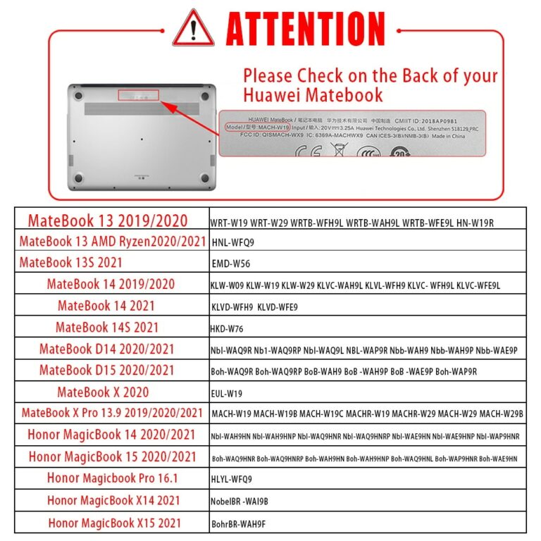 Case for Huawei MateBook Laptop D14/D15/13/14 MateBook X 2020/X Pro 13.9/Honor MagicBook 14/15/Pro 16.1 – Bild 2