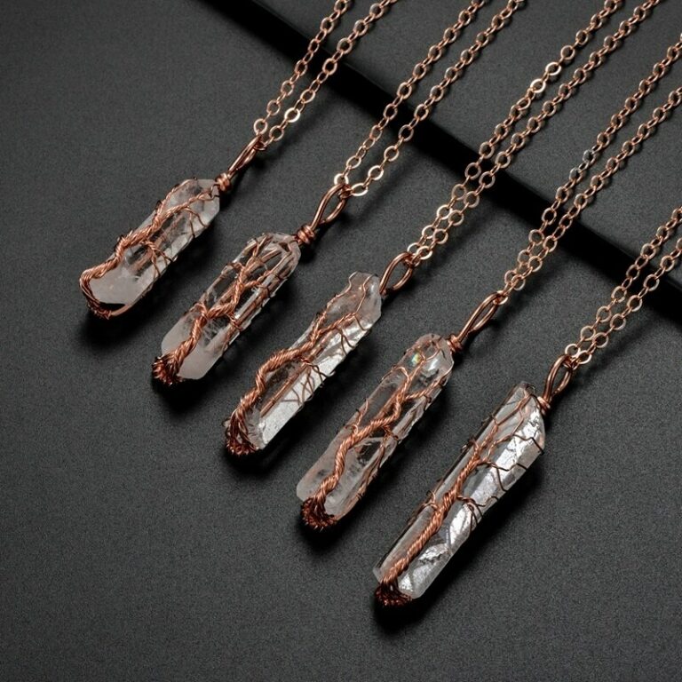 SEDmart-7Chakra-Ainbow-Natuerliche-Stein-Kupfer-Draht-Anhaenger-Halskette-fuer-Frauen-Maenner-Lange-Kette-Baum-des-1.jpg Handgemachte Natürliche Kristall Anhänger Halskette für Frauen Männer Kette – Bild 2