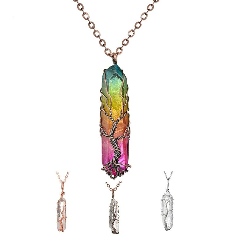 SEDmart-7Chakra-Ainbow-Natuerliche-Stein-Kupfer-Draht-Anhaenger-Halskette-fuer-Frauen-Maenner-Lange-Kette-Baum-des-5.jpg Handgemachte Natürliche Kristall Anhänger Halskette für Frauen Männer Kette – Bild 6