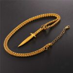 Starlord Dolch/Schwert Halskette Anhänger Edelstahl/Gold Farbe Seil Kette Für Männer Waffen Hiphop Biker Schmuck GP2468 – Bild 2