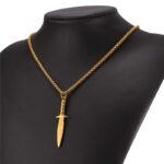 Starlord Dolch/Schwert Halskette Anhänger Edelstahl/Gold Farbe Seil Kette Für Männer Waffen Hiphop Biker Schmuck GP2468 – Bild 5