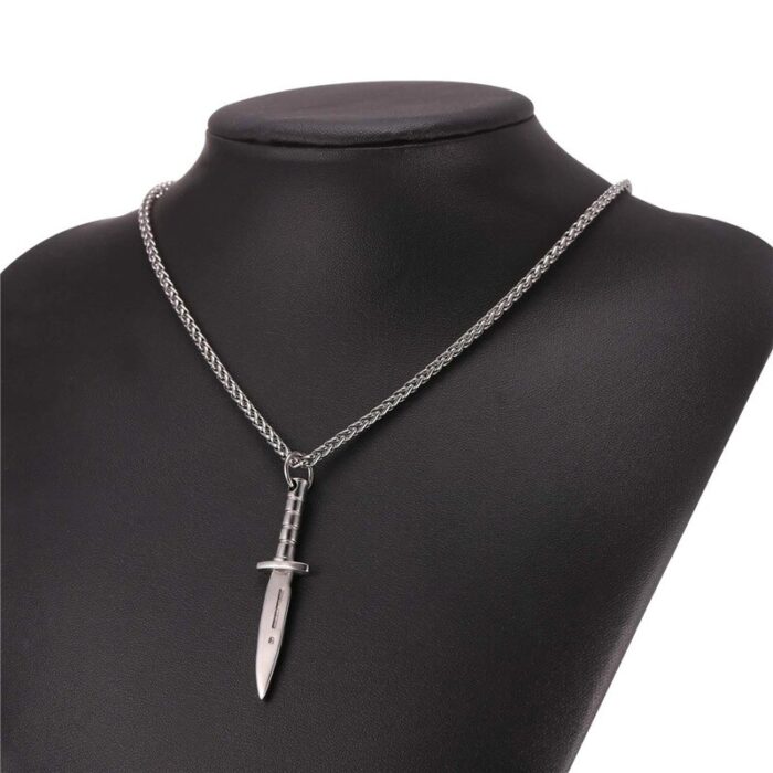 Starlord Dolch/Schwert Halskette Anhänger Edelstahl/Gold Farbe Seil Kette Für Männer Waffen Hiphop Biker Schmuck GP2468 – Bild 6