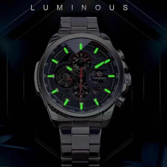 Herren Uhr Wasserdicht Mechanische Armbanduhr Edelstahl Band Uhr Datum Anzeige – Bild 5