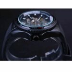 HERREN ARMBANDUHR mechanisch Gummi Armband Handaufzug Uhr Sport Wasserfest – Bild 2