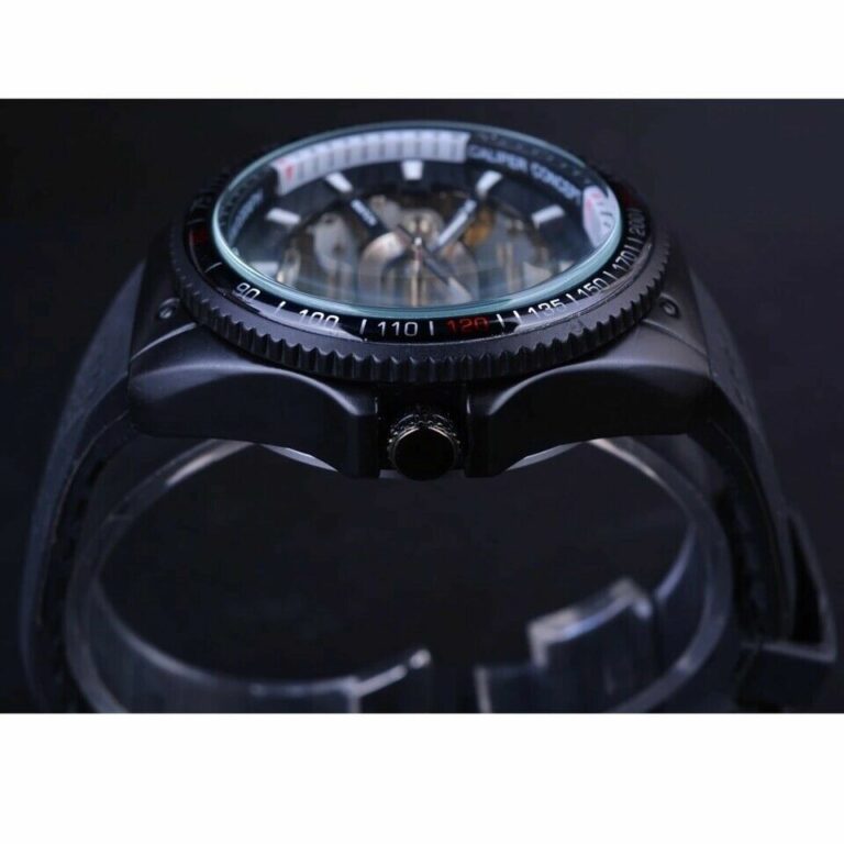 HERREN ARMBANDUHR mechanisch Gummi Armband Handaufzug Uhr Sport Wasserfest – Bild 2