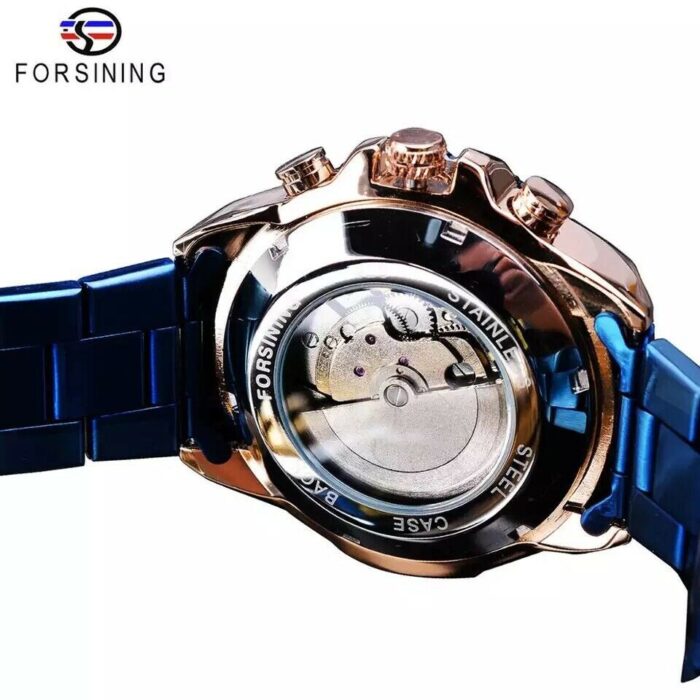 Herren Uhr Wasserdicht Mechanische Armbanduhr Edelstahl Band Uhr Datum Anzeige – Bild 3