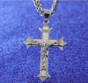 Luxus Panzer Edelstahl Königs Kette Kreuz Anhänger Herren Silber 60cm – Bild 3