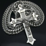 Luxus Panzer Edelstahl Königs Kette Kreuz Anhänger Herren Silber 60cm