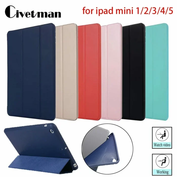 Case for iPad Mini 5 4 3 2 Case PU Silicone Soft Back Cover with Stand Auto Sleep Smart Cover for iPad Mini4 mini5 Funda – Bild 1