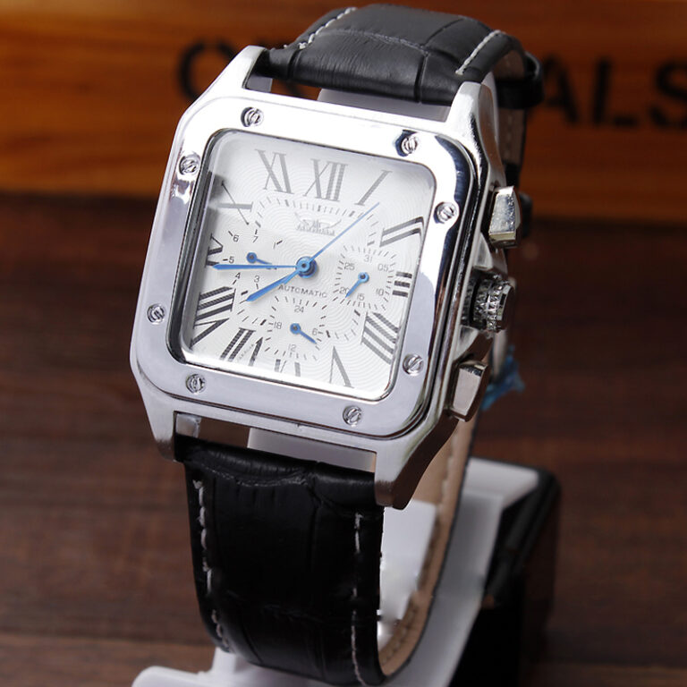 H367bff8639d347828627b64aa8f8b94aF.jpg Luxus Automatische Mechanische Selbst-Wickel Männer Uhr Platz Fall Kalender Display Römischen Ziffern Lederband Armbanduhr Geschenke – Bild 2